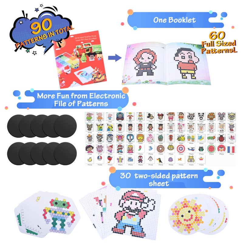 Longruner 10000, 36 Colors Fuse Beads Kit 5mm DIY Art Craft Toys for Kids with 4 Pegboards, 60 30 Pattern Paper| B, 10000pcs - Image 3